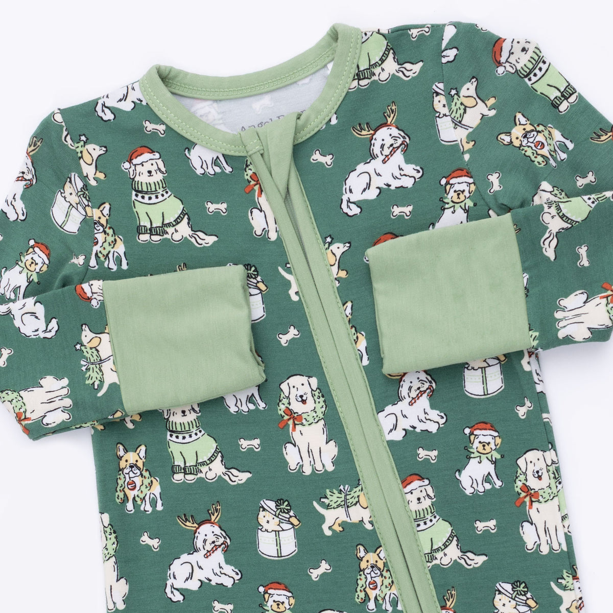 Angel Dear Christmas Dogs Convertible Romper - Green
