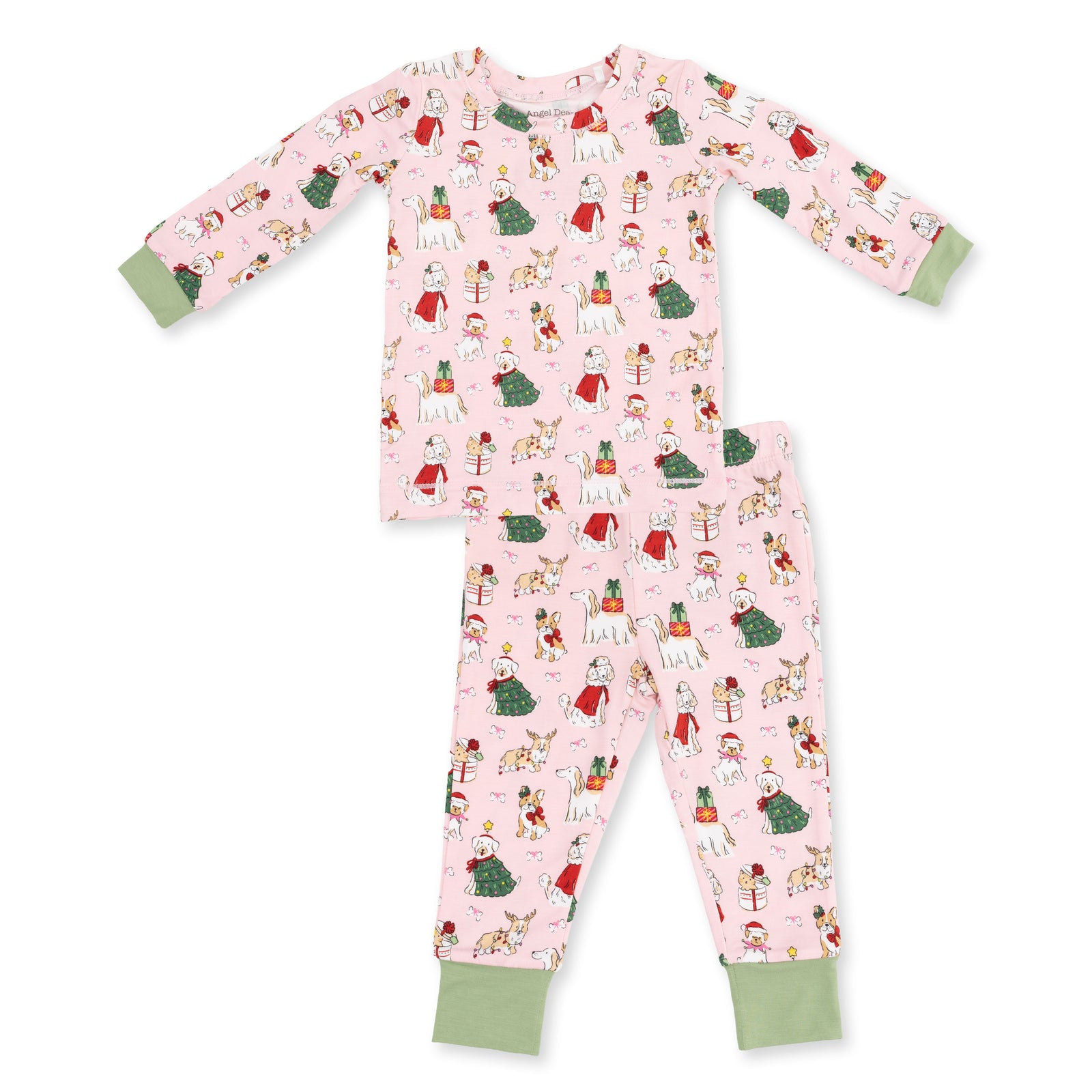 Long Sleeve Loungewear Set / Christmas Dogs Pink