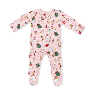 Pink Christmas Dogs 2 Way Zipper Footie