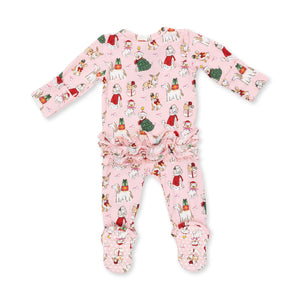 Pink Christmas Dogs 2 Way Zipper Footie