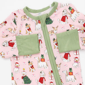 Angel Dear Christmas Dogs Convertible Romper - Pink