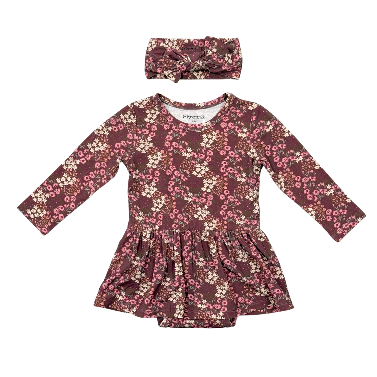 Babysprouts Long Sleeve Bodysuit Dress Set / Garden Floral