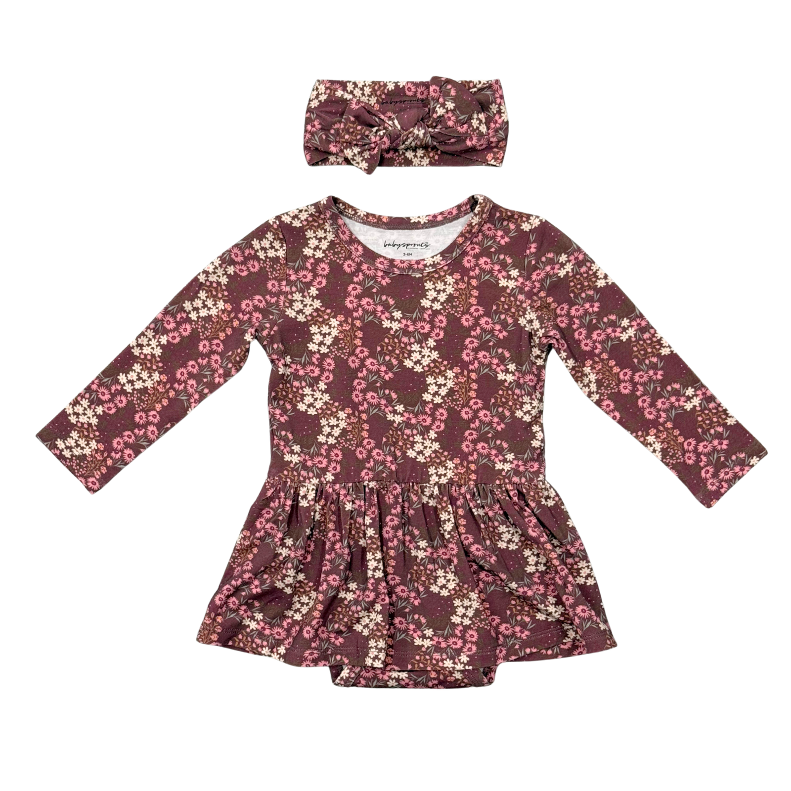 Babysprouts Long Sleeve Bodysuit Dress Set / Garden Floral