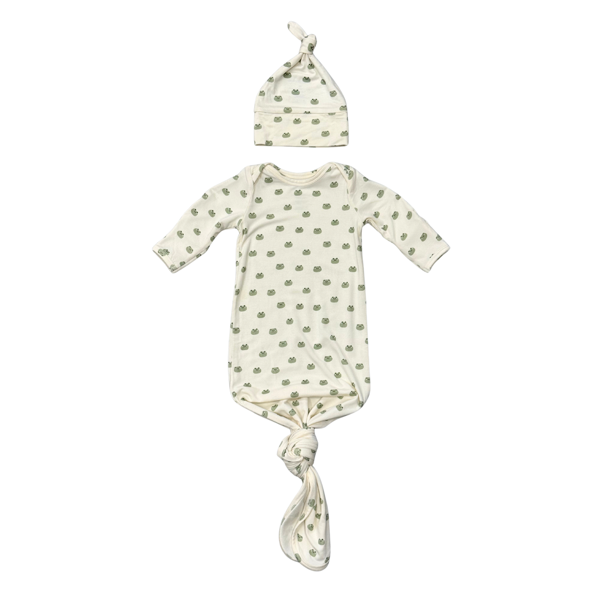 Babysprouts Knotted Gown & Hat Set / Miniature Frogs