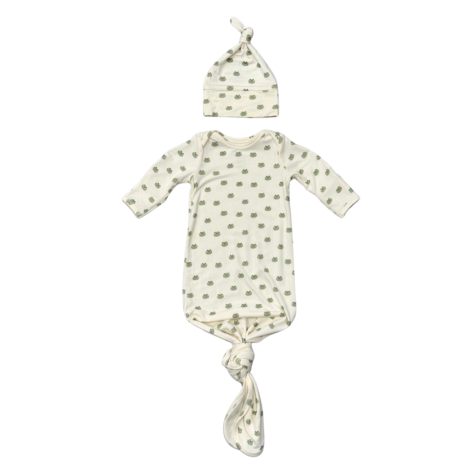Babysprouts Knotted Gown & Hat Set / Miniature Frogs