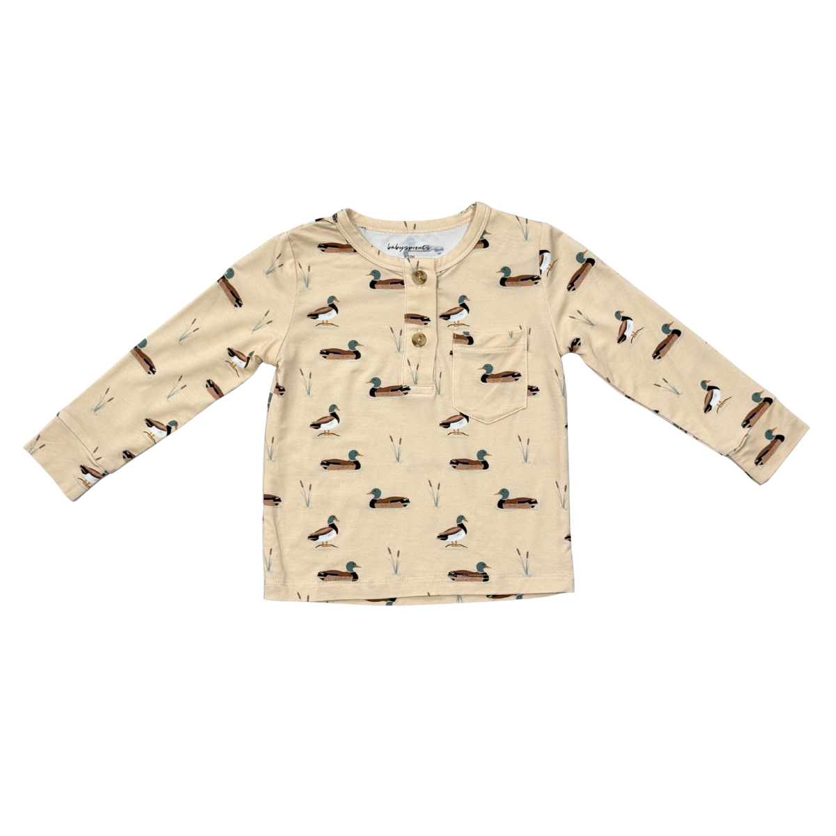 Babysprouts Long Sleeve Henley Shirt / Mallard Ducks