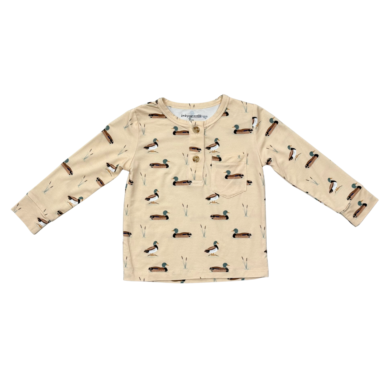 Babysprouts Long Sleeve Henley Shirt / Mallard Ducks