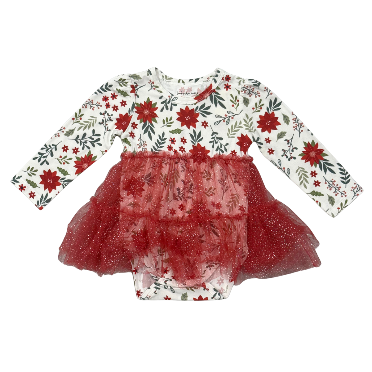 Babysprouts Tulle Bodysuit Dress / Poinsettia