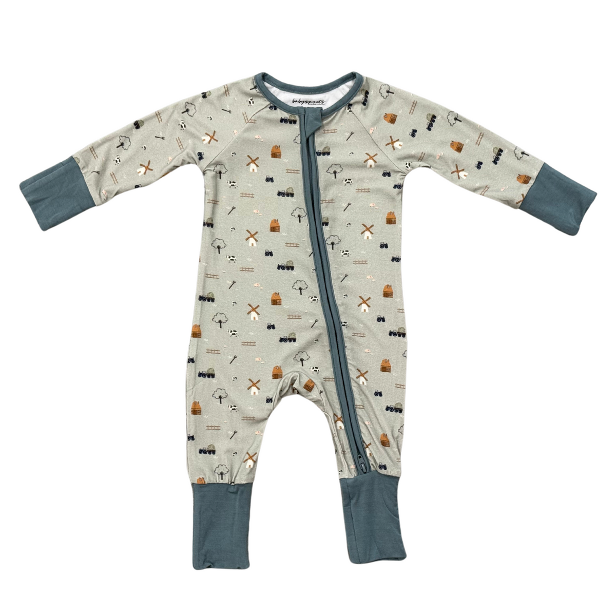 Babysprouts Zip Romper / Farm