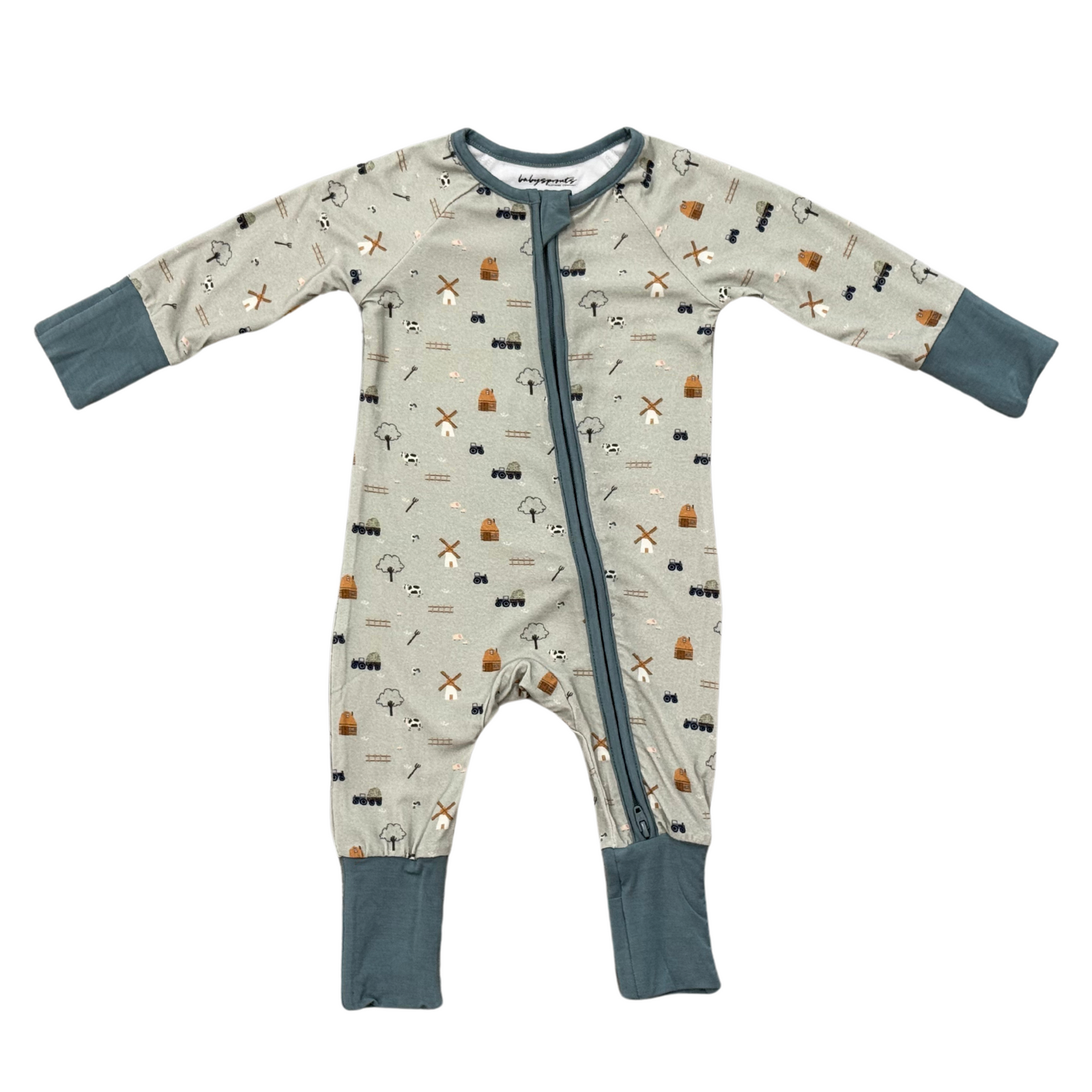 Babysprouts Zip Romper / Farm
