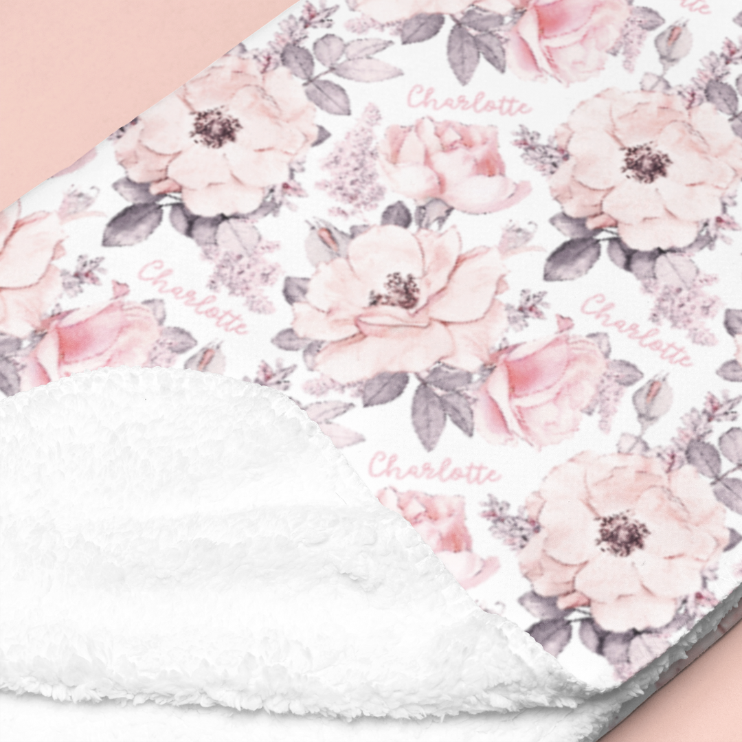 Sherpa-Lined Personalized Blanket | Wallpaper Floral