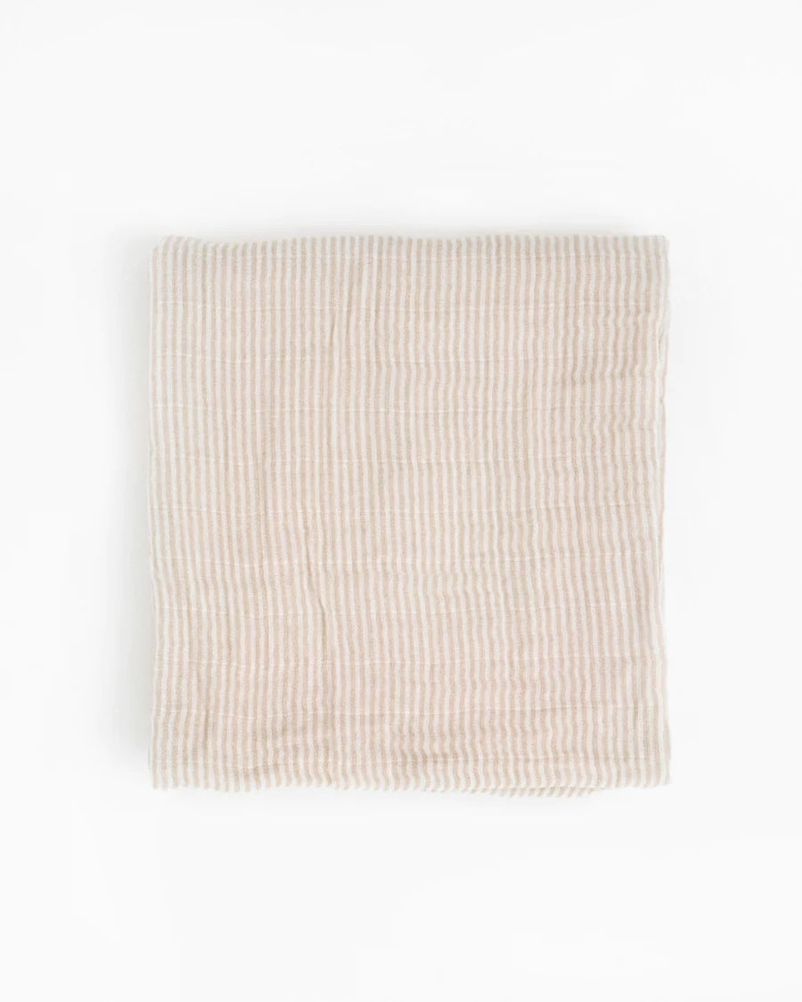 Little Unicorn Organic Cotton Muslin Swaddle Blanket / Sand Stripe