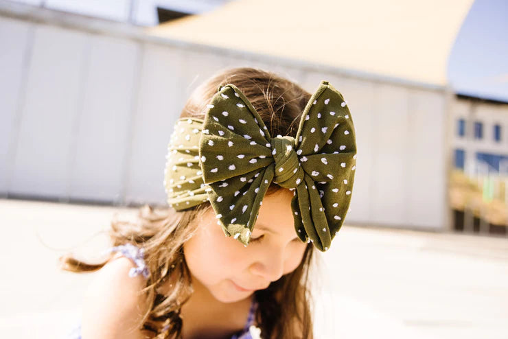 Baby Bling SHAB-BOW-LOUS Headband / Artichoke Dot