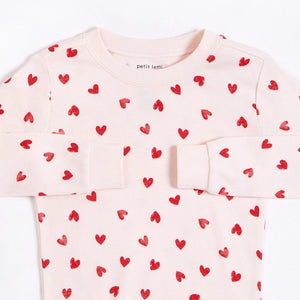 Petit Lem Barely Pink PJ Set / Hearts Print***