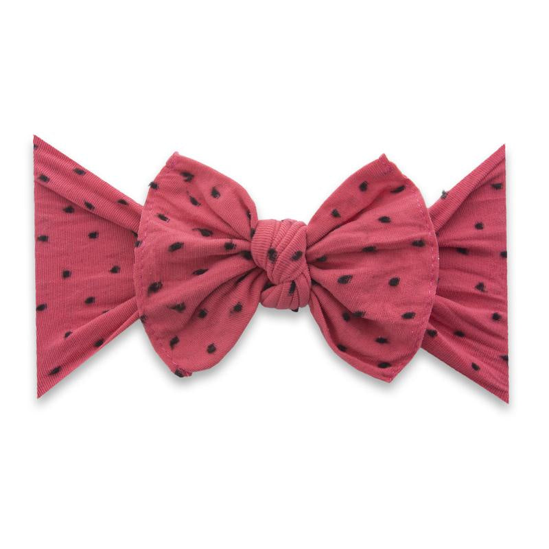 Baby Bling Patterned Shabby Knot Headband / Fruit Punch with Black Dots