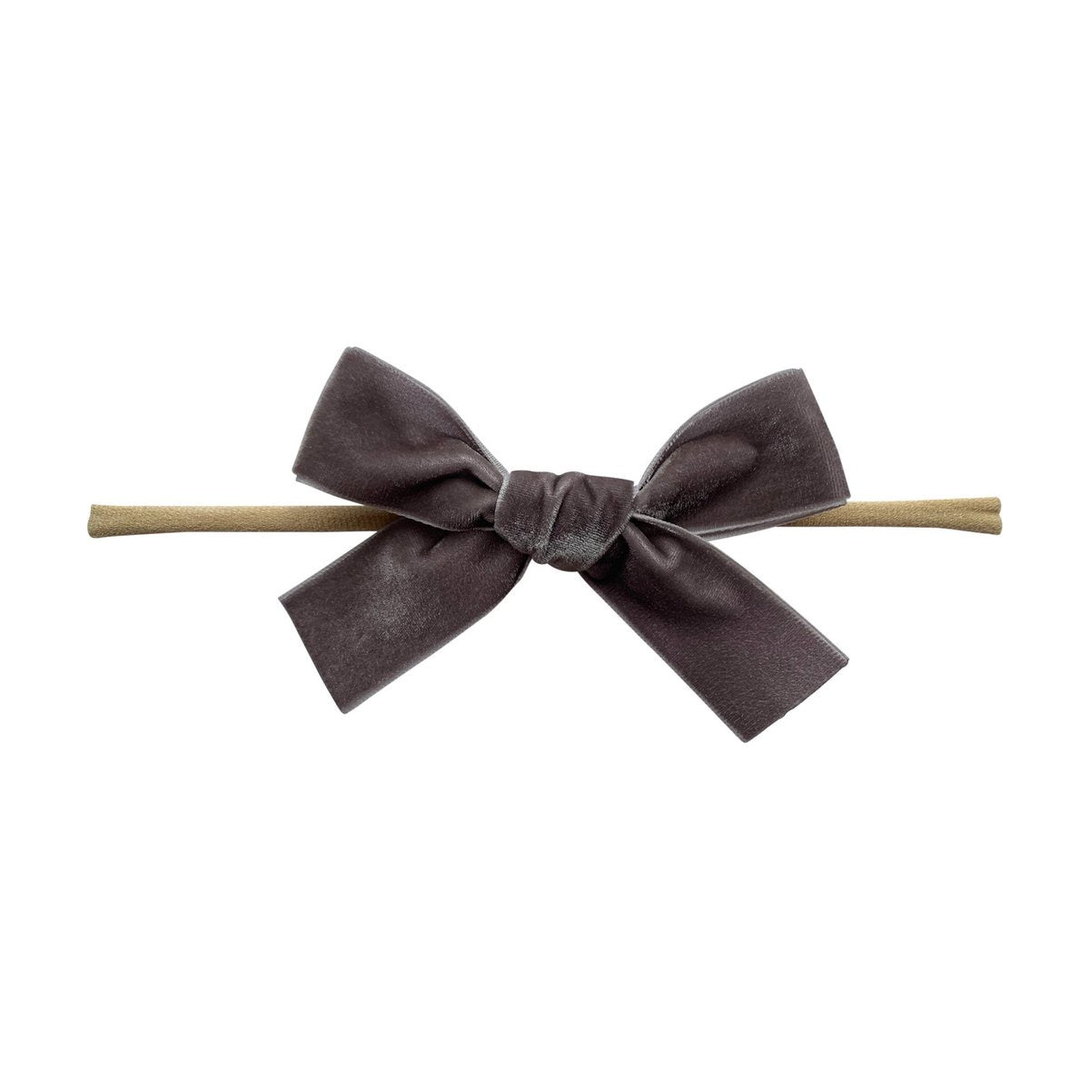 Baby Wisp Velvet Bow Headband / Grey