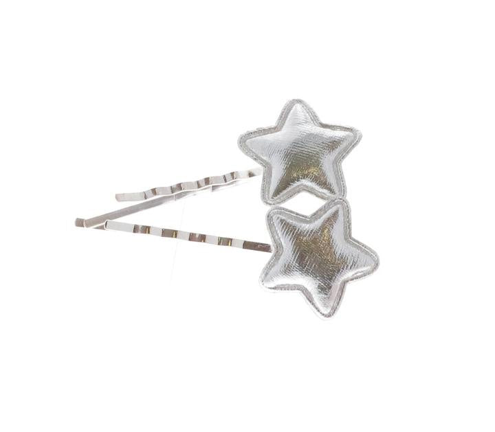 Doe A Dear Metallic Star Bobby Pin Set / Silver