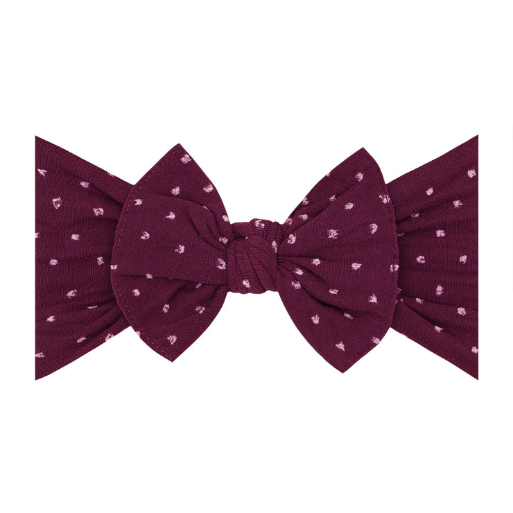 Baby Bling Patterned Shabby Knot Headband / Burgundy Dot