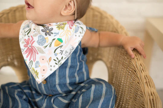 Copper Pearl Bandana Bib / Olive - Acorn Floral