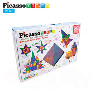 Picasso Tiles 3D Magnetic Building Tiles / Master Builder Diamond Series - 80 Pieces