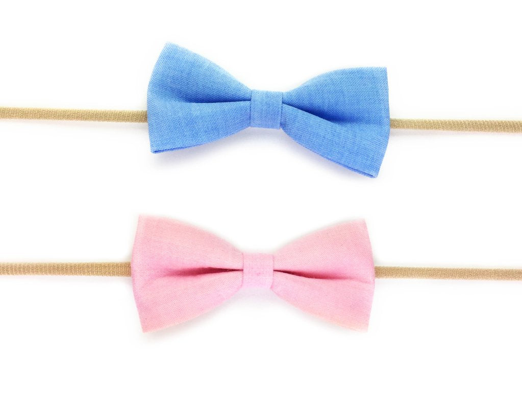 Baby Wisp Tuxedo Bow Headband Set / Blue/Pink***