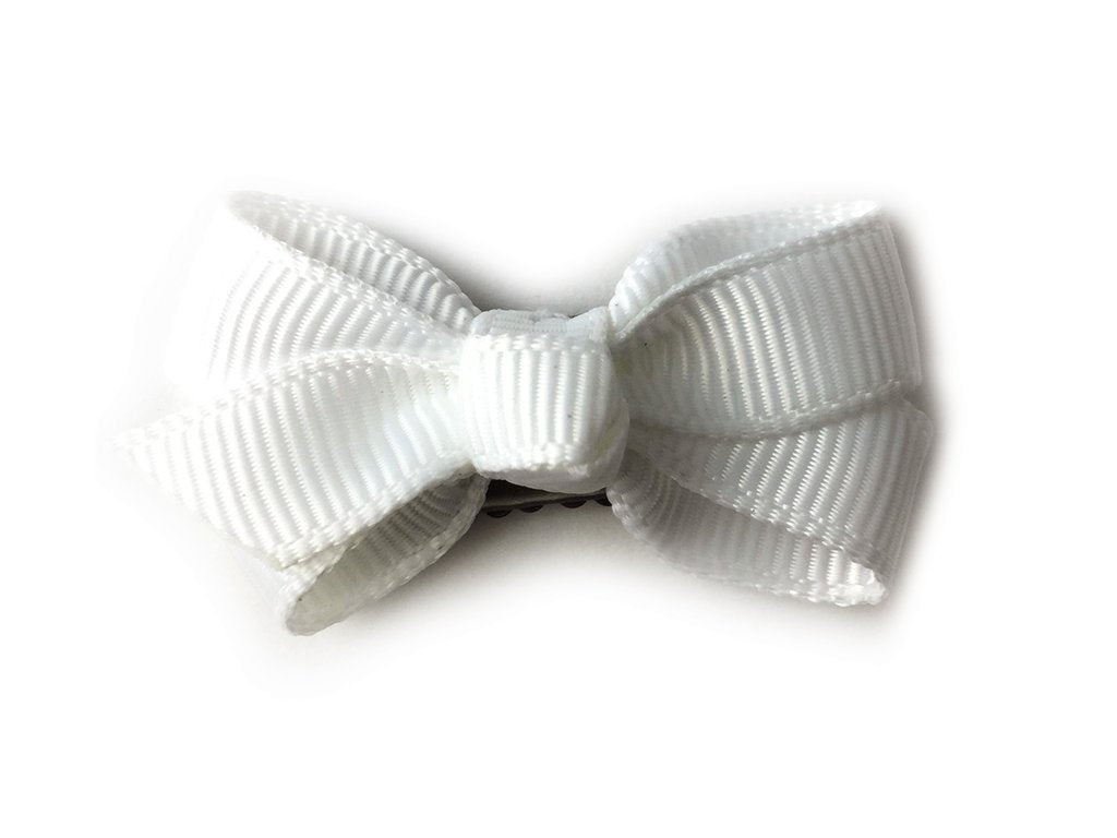 Baby Wisp Mini Latch Chelsea Grosgrain Bow / White