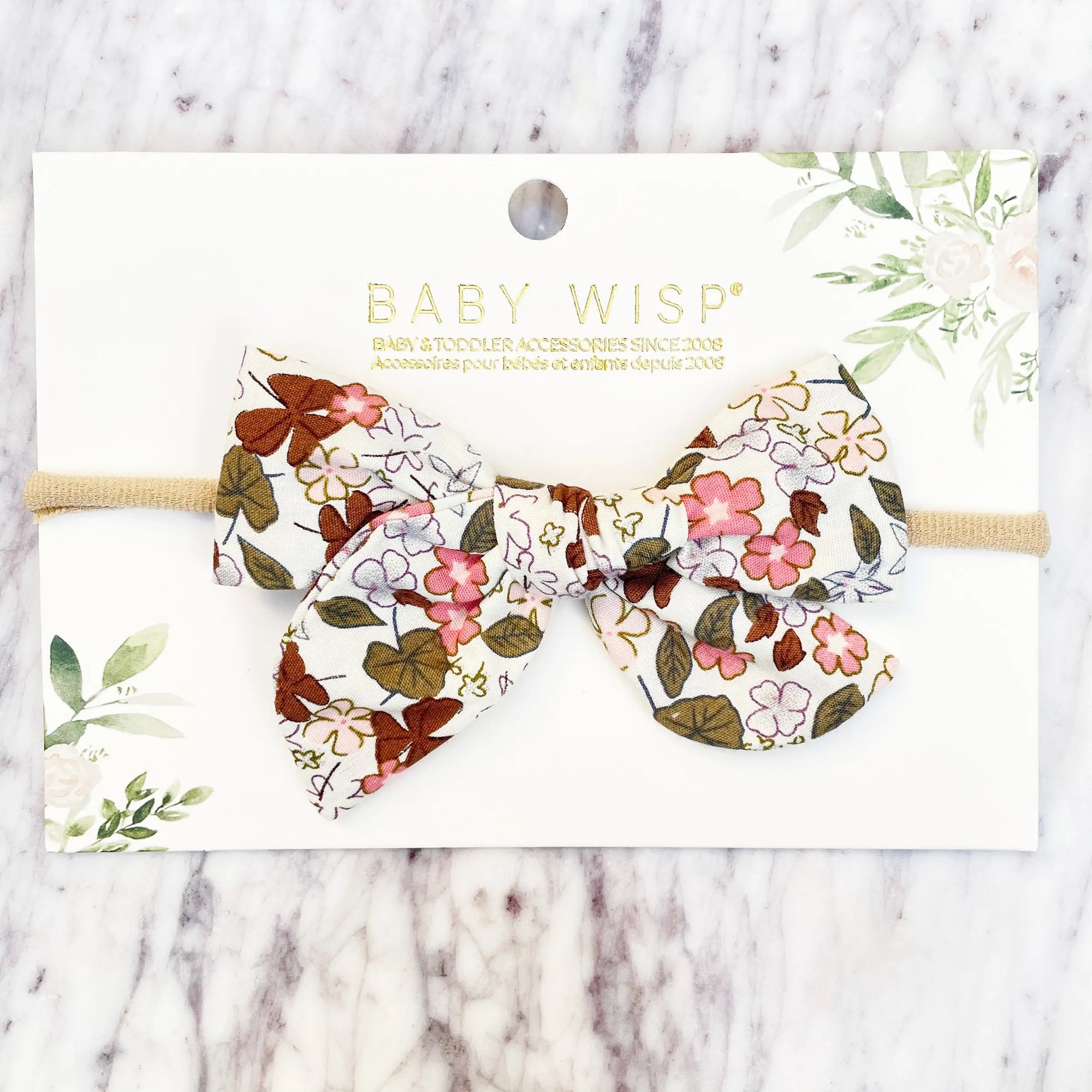 Baby Wisp Victoria Bow Headband / Coral Floral