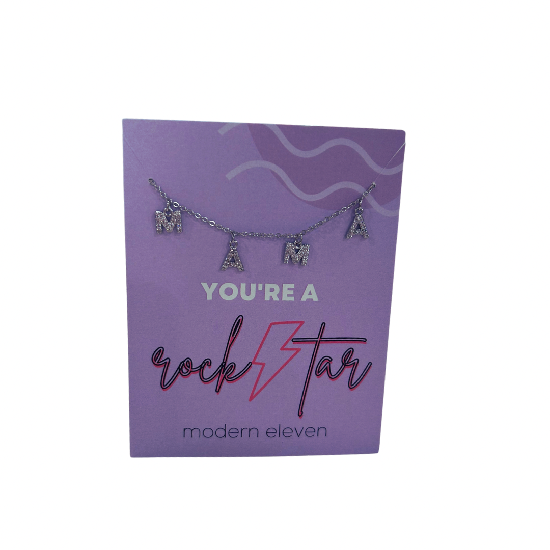 Mama Pave Necklace on You're a Rockstar Card / Silver