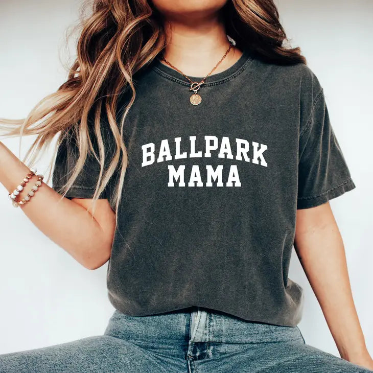 Varisty Ballpark Mama Tee / Garment Dyed Pepper