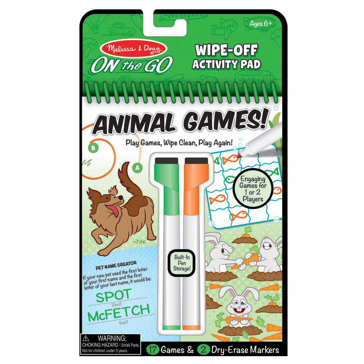 Melissa & Doug On The Go Wipe-Off Activity Pad / Animal Games