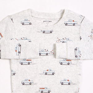 Petit Lem Heather Grey PJ Set / Pick Up Truck Print***