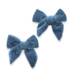 Baby Bling Velvet Bow Tie Clips (2 Pack) / Slate Blue