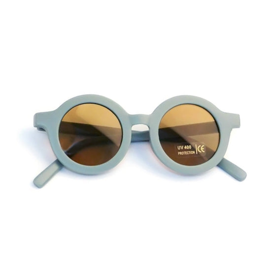 Round Retro Sunglasses / Sky Blue Matte