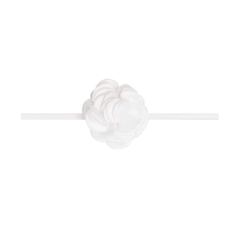 Baby Bling Mini Silk Ruffle Skinny Headband / White