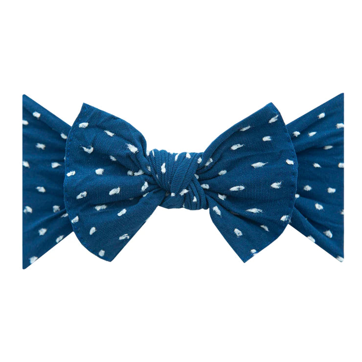 Baby Bling Patterned Shabby Knot Headband / Navy Dot