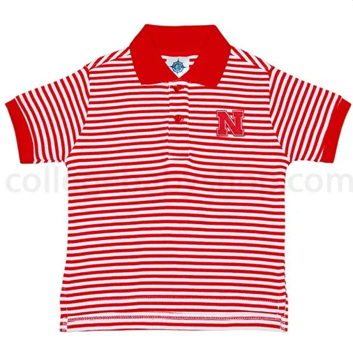 Nebraska Red/White Striped Toddler Polo Shirt