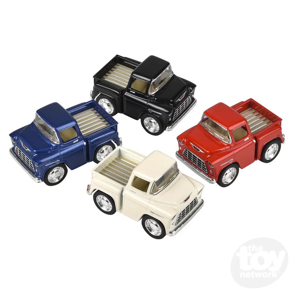 Die-Cast Pull Back Mini Chevy Stepside Junior Pickup - Assorted