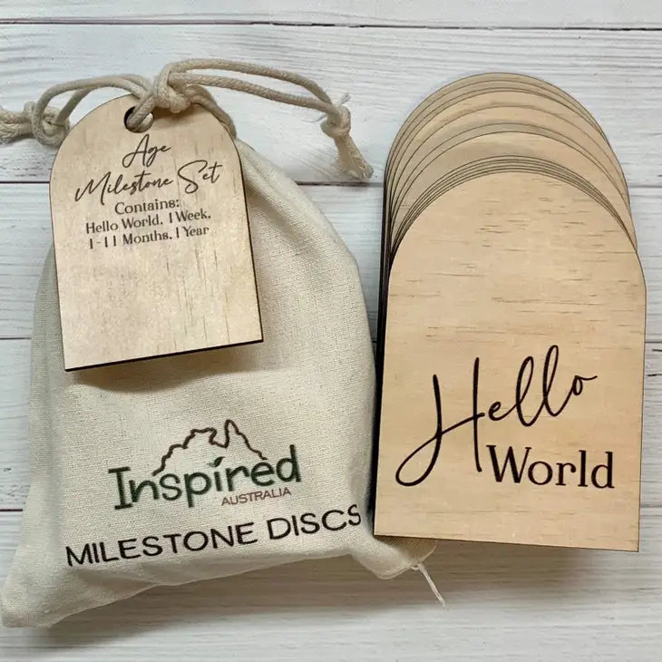 Wooden Milestone Disc 14 Piece Set / Arch Shape