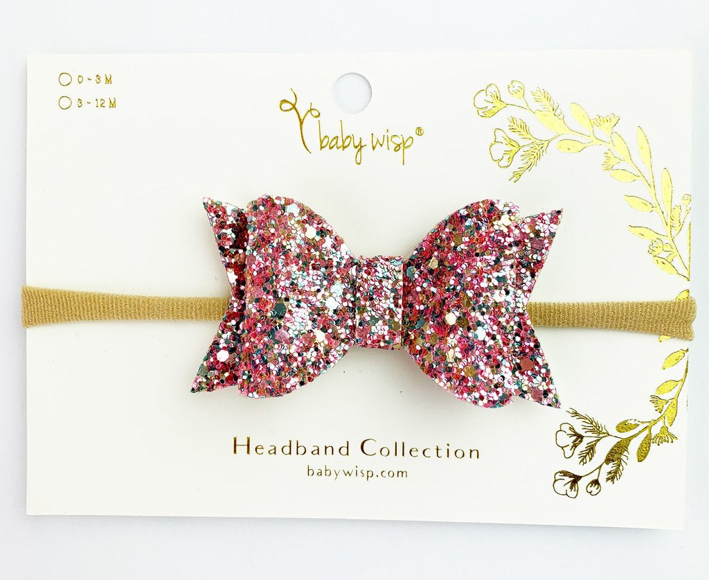 Baby Wisp Courtney Sparkly Bow Headband / Light Pink