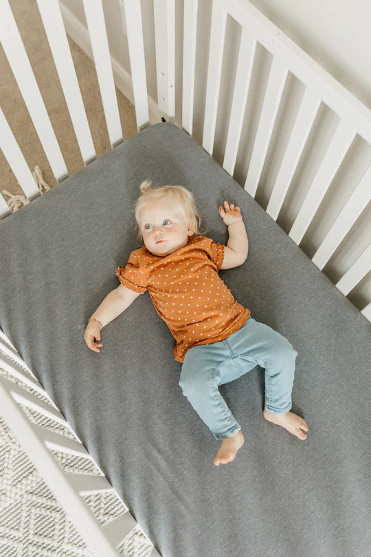 Copper Pearl Premium Knit Fitted Crib Sheet / Slate