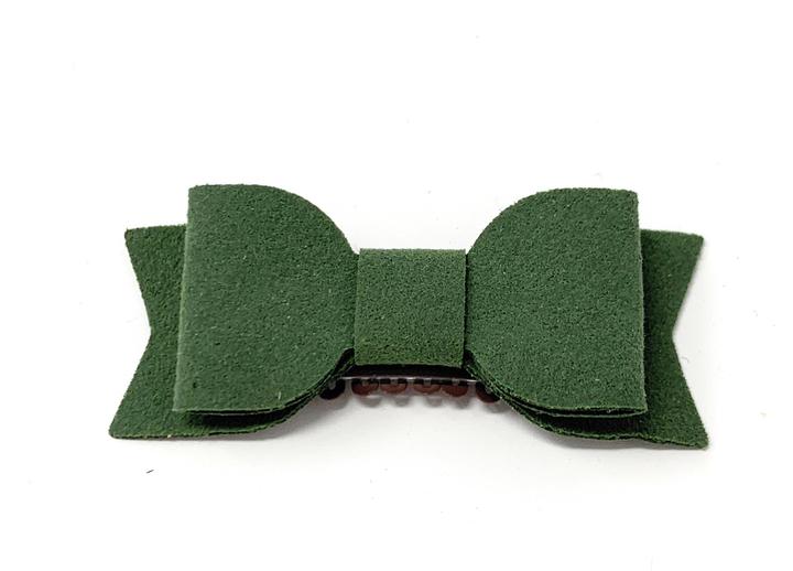 Baby Wisp Billie Jean Faux Suede Medium Wisp Clip Bow / Hunter Green