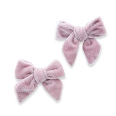 Baby Bling Velvet Bow Tie Clips (2 Pack) / Rose