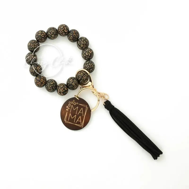 Mama Wooden Tassel Key Chain