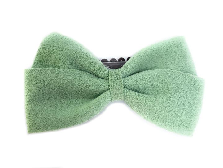 Baby Wisp Thali Faux Suede Medium Wisp Clip Bow / Muted Mint