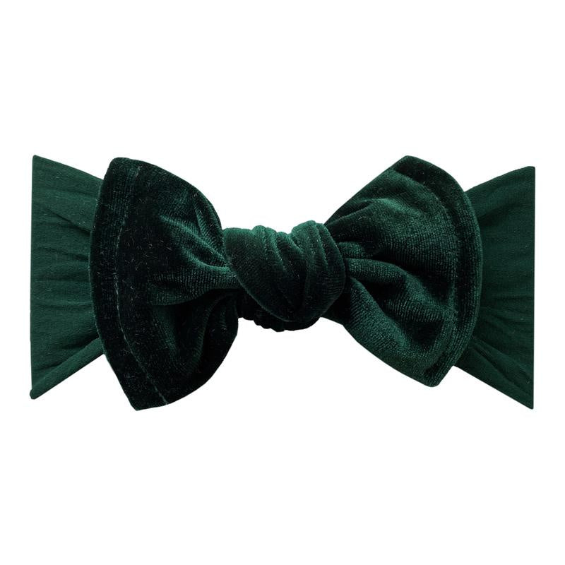 Baby Bling Velvet Knot Headband / Forest Green