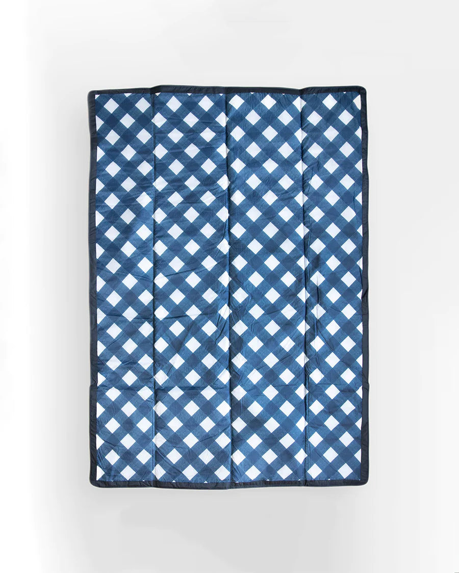 Little Unicorn Outdoor Blanket / Navy Plaid