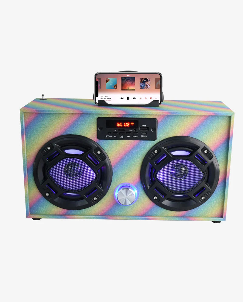Bluetooth Mini Boom Box / Rainbow Glitter