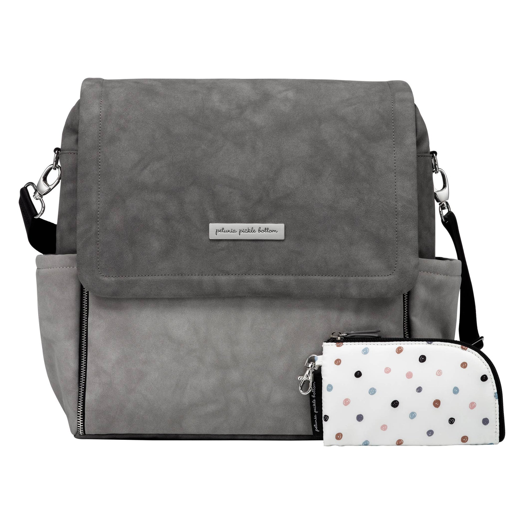 Petunia Pickle Bottom Matte Leatherette Boxy Backpack / Pewter