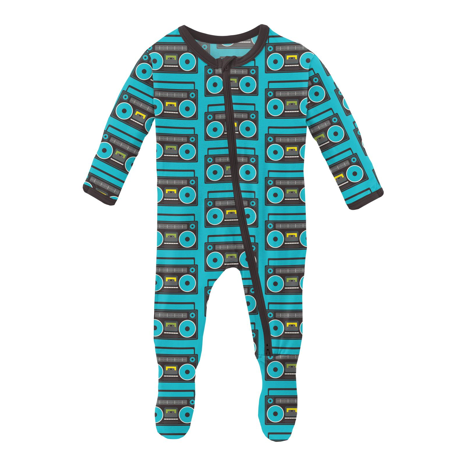 KicKee Pants Print Footie with Zipper / Confetti Boombox