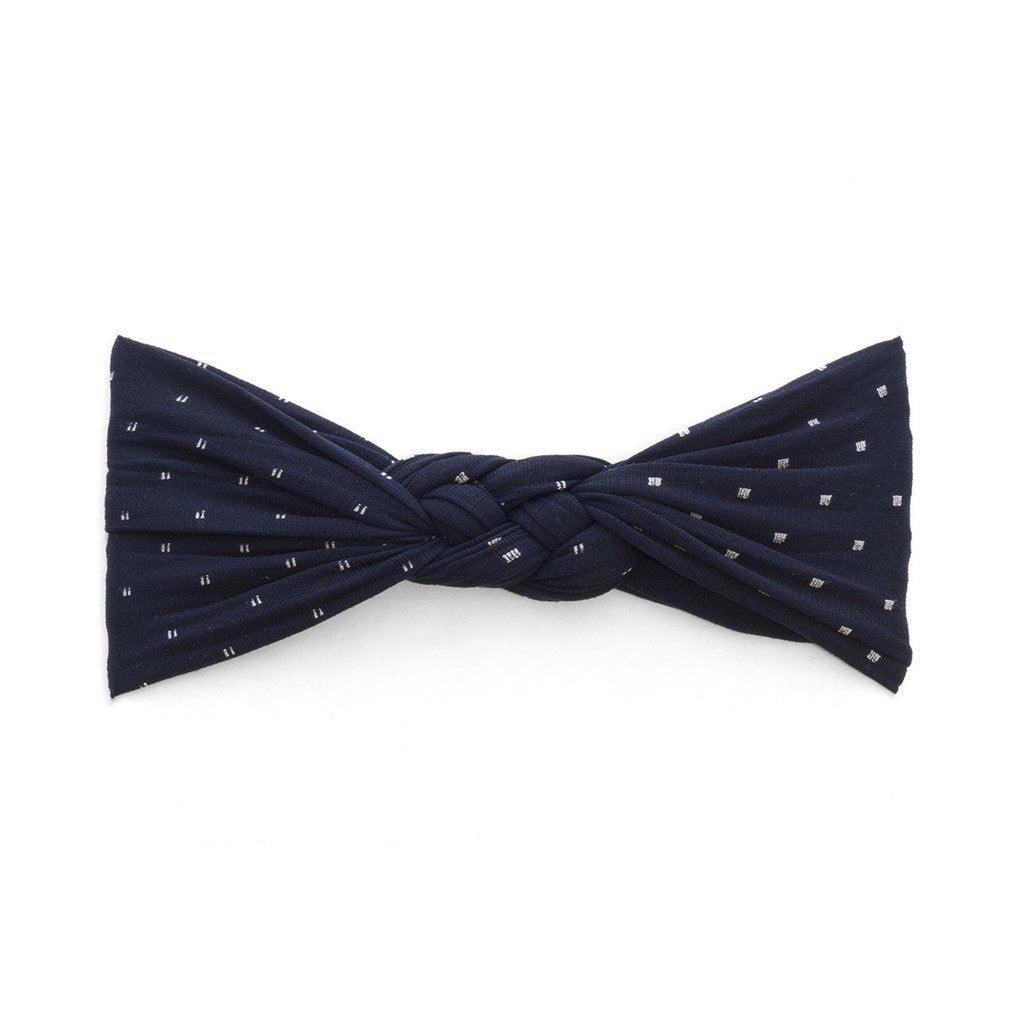 Baby Bling Sailor Knot Dot Headband / Navy Dot